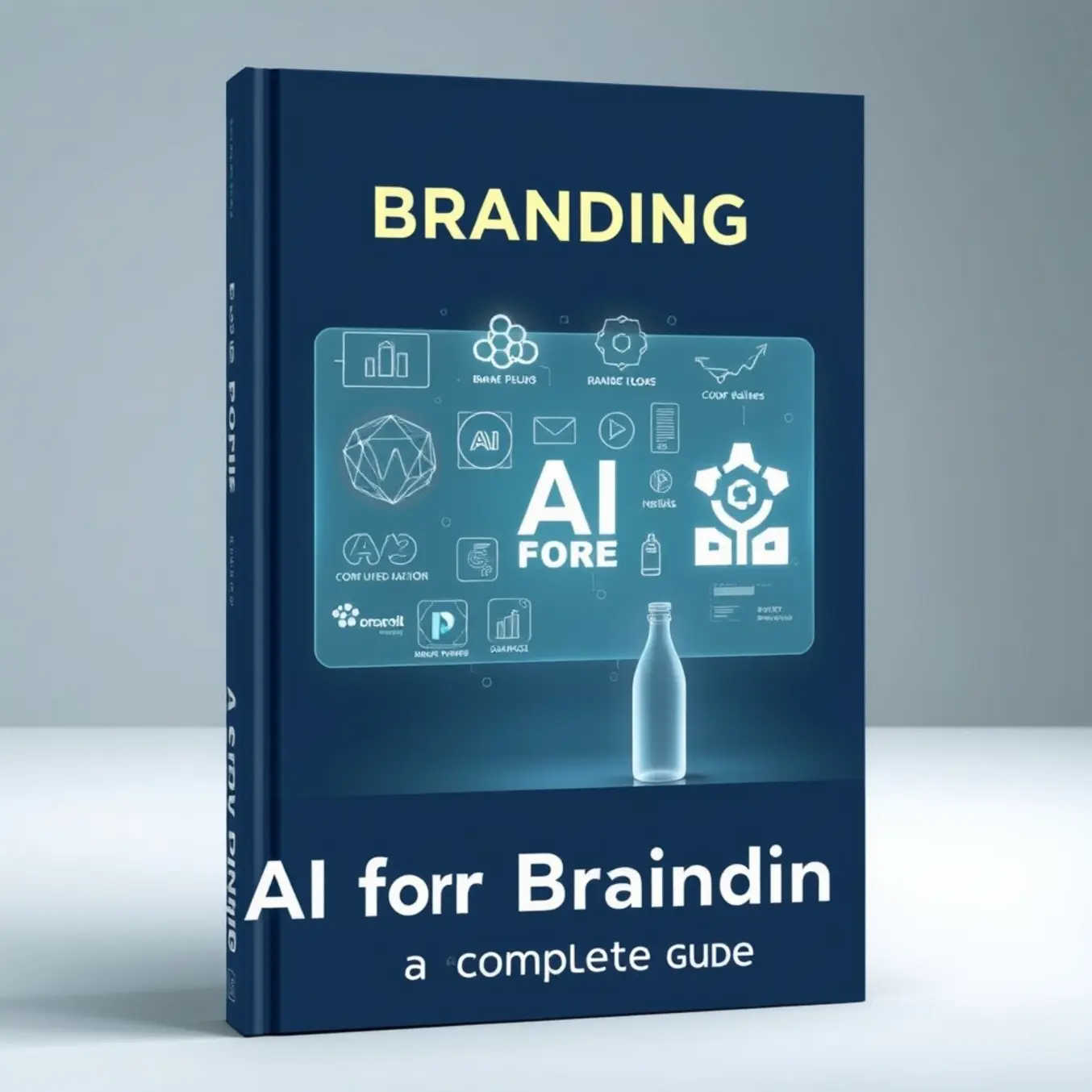 alt_text: A sleek workspace with a holographic interface generating brand logos and color palettes via neural networks around a minimalist product prototype.