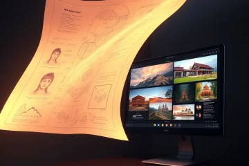 alt_text: A glowing blueprint in a dark studio spawns photorealistic images, illuminated by the Midjourney interface on a monitor.