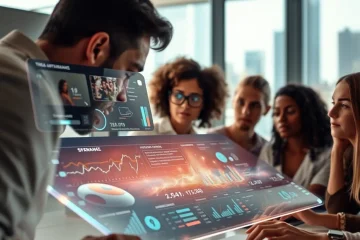 alt_text: A diverse marketing team collaborates in a sunlit office, their eyes reflecting a glowing AI dashboard where ads and data optimize in real-time.